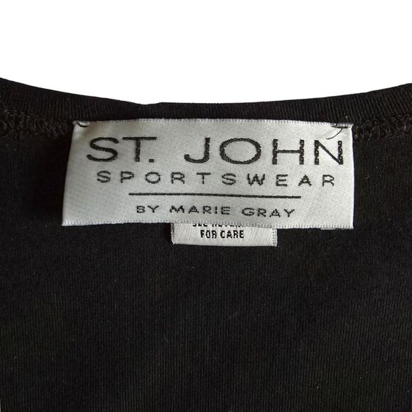 VTG St. John Tank Top Black Polished Jersey Sportswear by Marie Gray Designer S - Picture 4 of 7